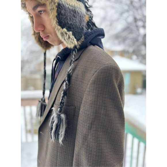 Nautica sports jacket suit plaid brown size 44R fully lined - Picture 8 of 16